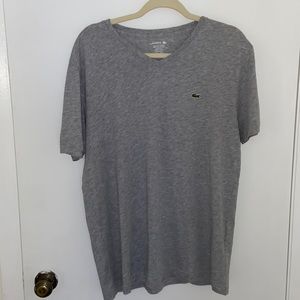 NWOT Lacoste Short Sleeve Gray V Neck T-shirt Mens Sz L